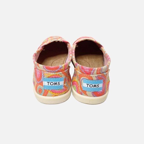 Toms Orange Paisley Print Slip On Flat Shoes Size Youth 4 EUR 36 Blue NEW - Picture 5 of 8